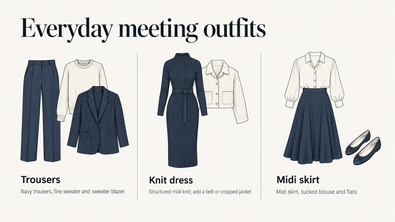 Three polished outfit formulas for everyday meetings