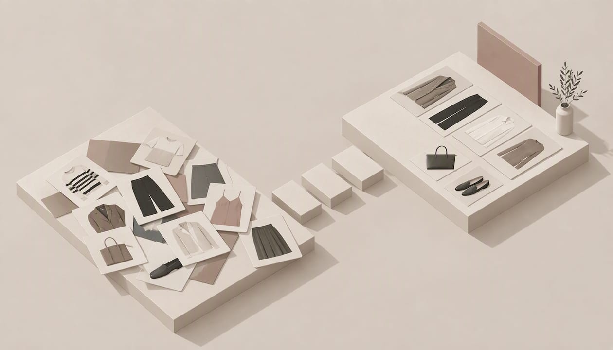 Geometric illustration of thoughtful wardrobe planning