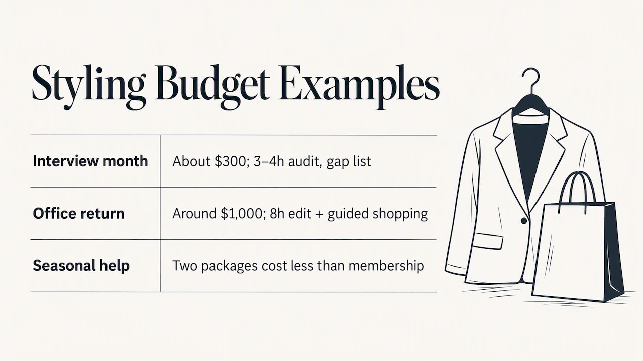 Three personal styling budget examples compared