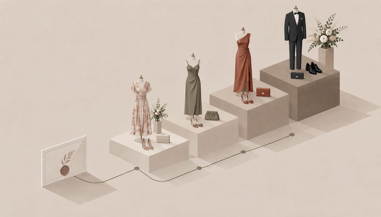 Abstract isometric wedding dress code choices