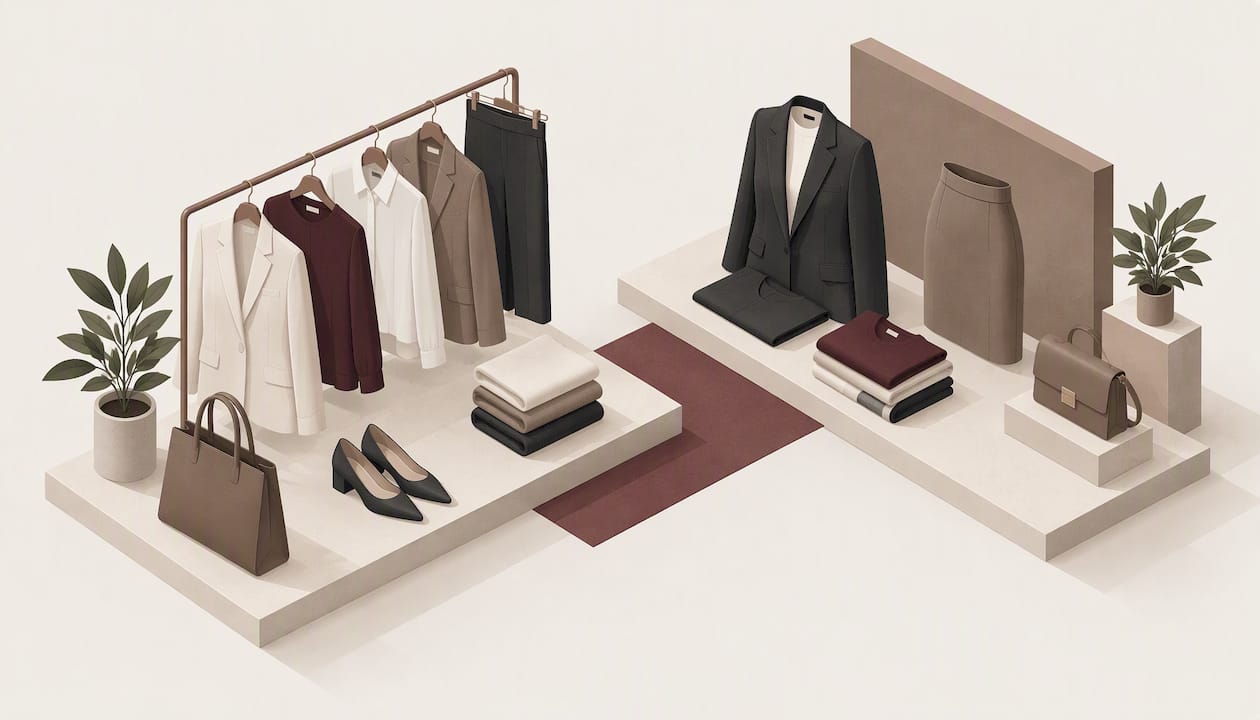 Abstract wardrobe forms suggest repeatable office outfits